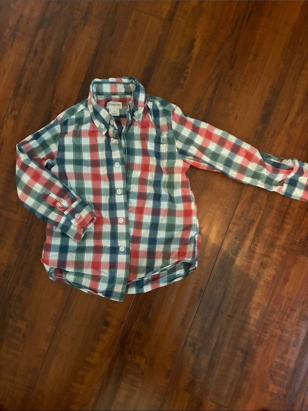 Crewcuts Plaid Button-Down Shirt in Red, Blue & White